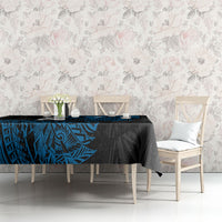 Yap Island Tribal Heritage Tablecloth Micronesian Polynesian Tattoo Pattern Blue Black Cultural Art
