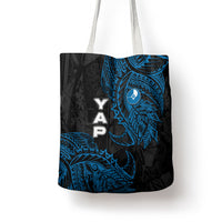 Yap Island Tribal Heritage Tote Bag Micronesian Polynesian Tattoo Pattern Blue Black Cultural Art