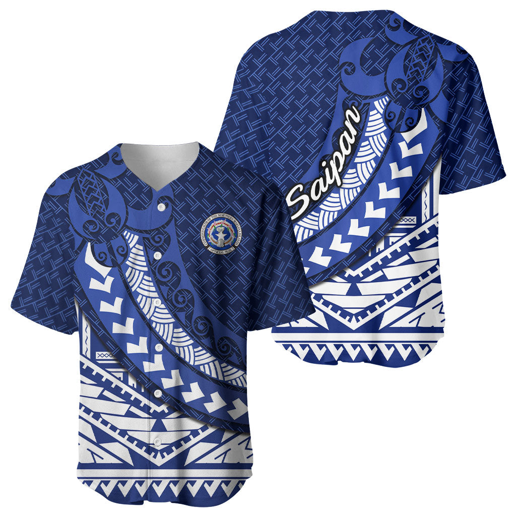 Northern Mariana Islands Saipan Baseball Jersey Polynesian Tribal Pattern - Commonwealth Seal Art TS04 - Polynesian Pride