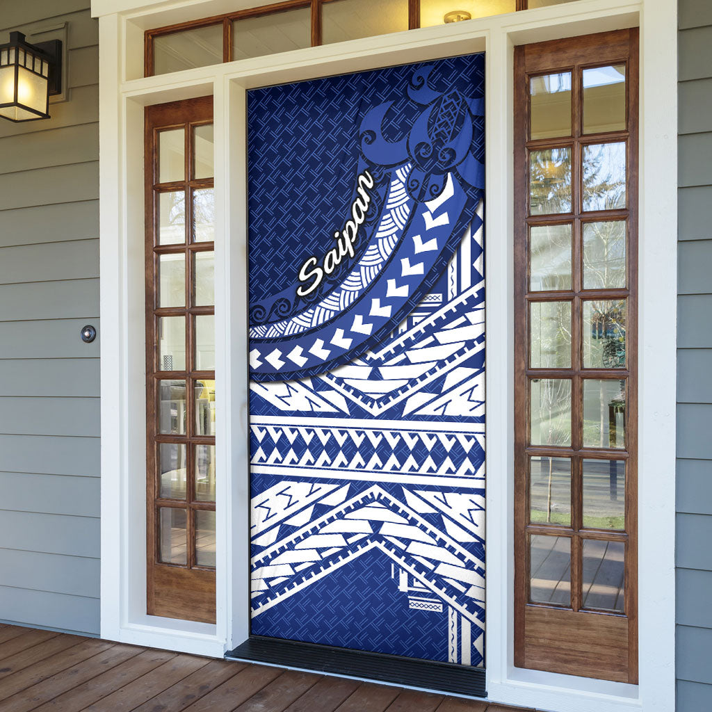 Northern Mariana Islands Saipan Door Cover Polynesian Tribal Pattern - Commonwealth Seal Art TS04 - Polynesian Pride