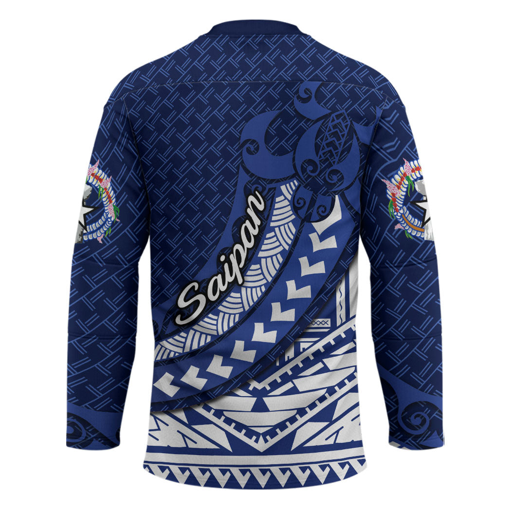 Northern Mariana Islands Saipan Hockey Jersey Polynesian Tribal Pattern - Commonwealth Seal Art TS04 - Polynesian Pride