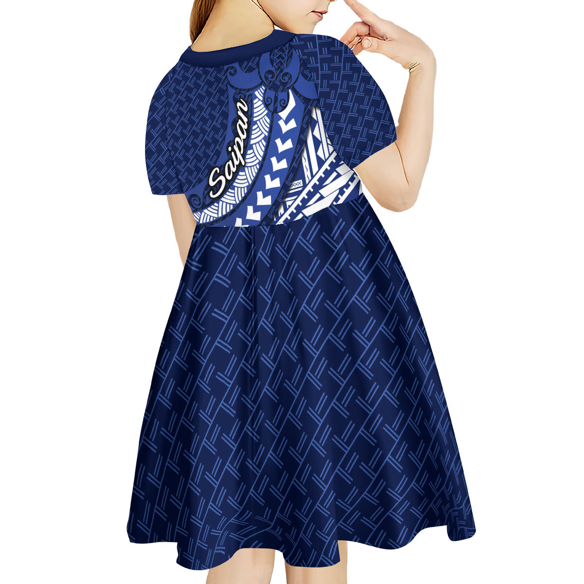 Northern Mariana Islands Saipan Kid Short Sleeve Dress Polynesian Tribal Pattern - Commonwealth Seal Art TS04 - Polynesian Pride
