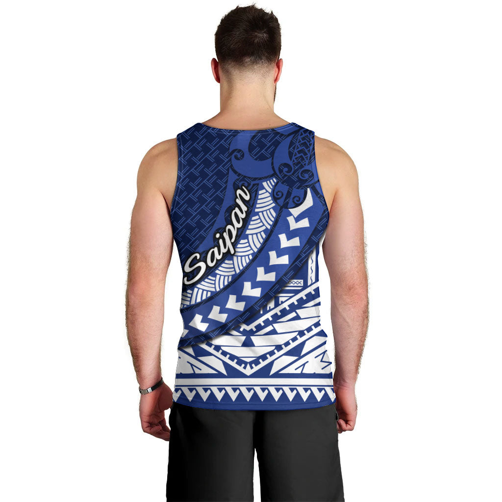 Northern Mariana Islands Saipan Men Tank Top Polynesian Tribal Pattern - Commonwealth Seal Art TS04 - Polynesian Pride