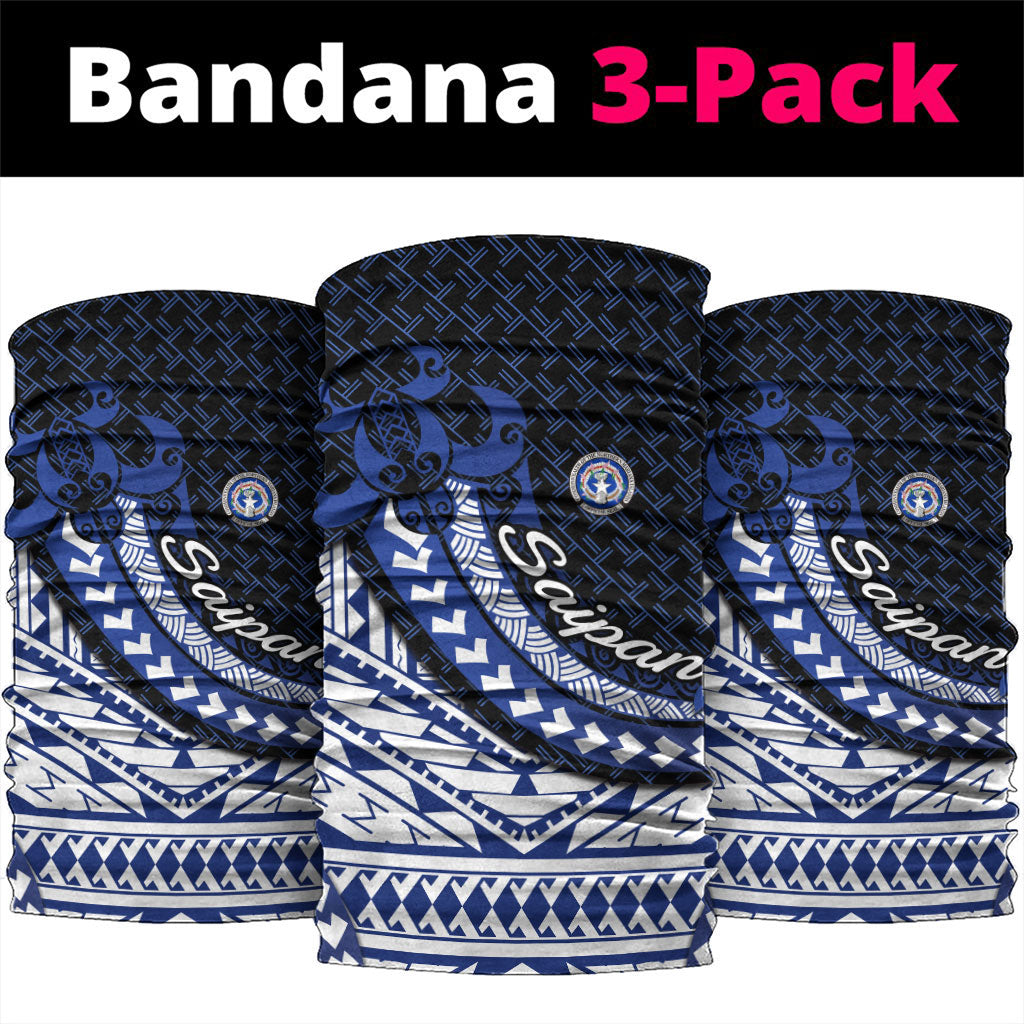 Northern Mariana Islands Saipan Neck Gaiter Polynesian Tribal Pattern - Commonwealth Seal Art TS04 package One Size: 25*50cm Blue White - Polynesian Pride