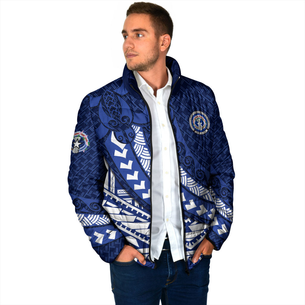 Northern Mariana Islands Saipan Padded Jacket Polynesian Tribal Pattern - Commonwealth Seal Art TS04 - Polynesian Pride