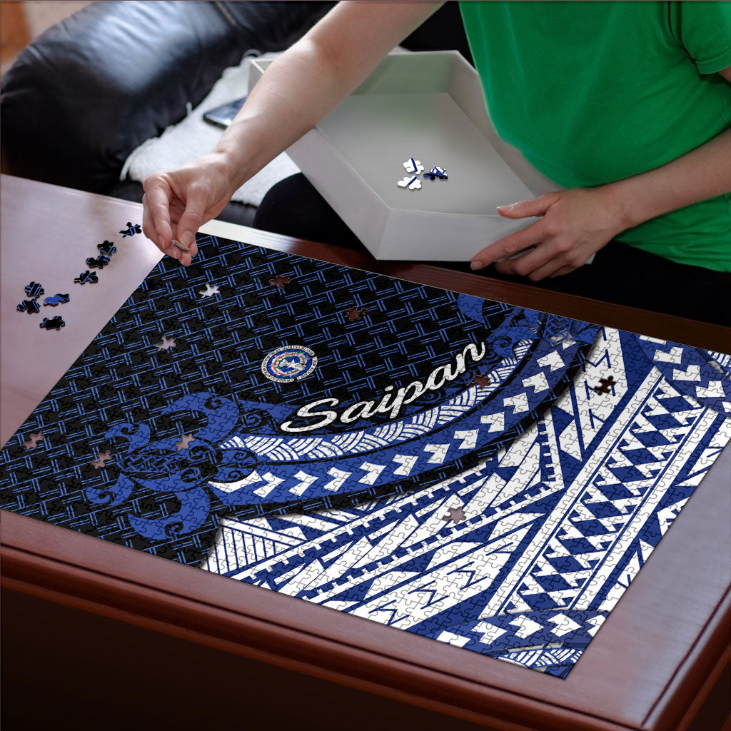Northern Mariana Islands Saipan Puzzle Polynesian Tribal Pattern - Commonwealth Seal Art TS04 - Polynesian Pride