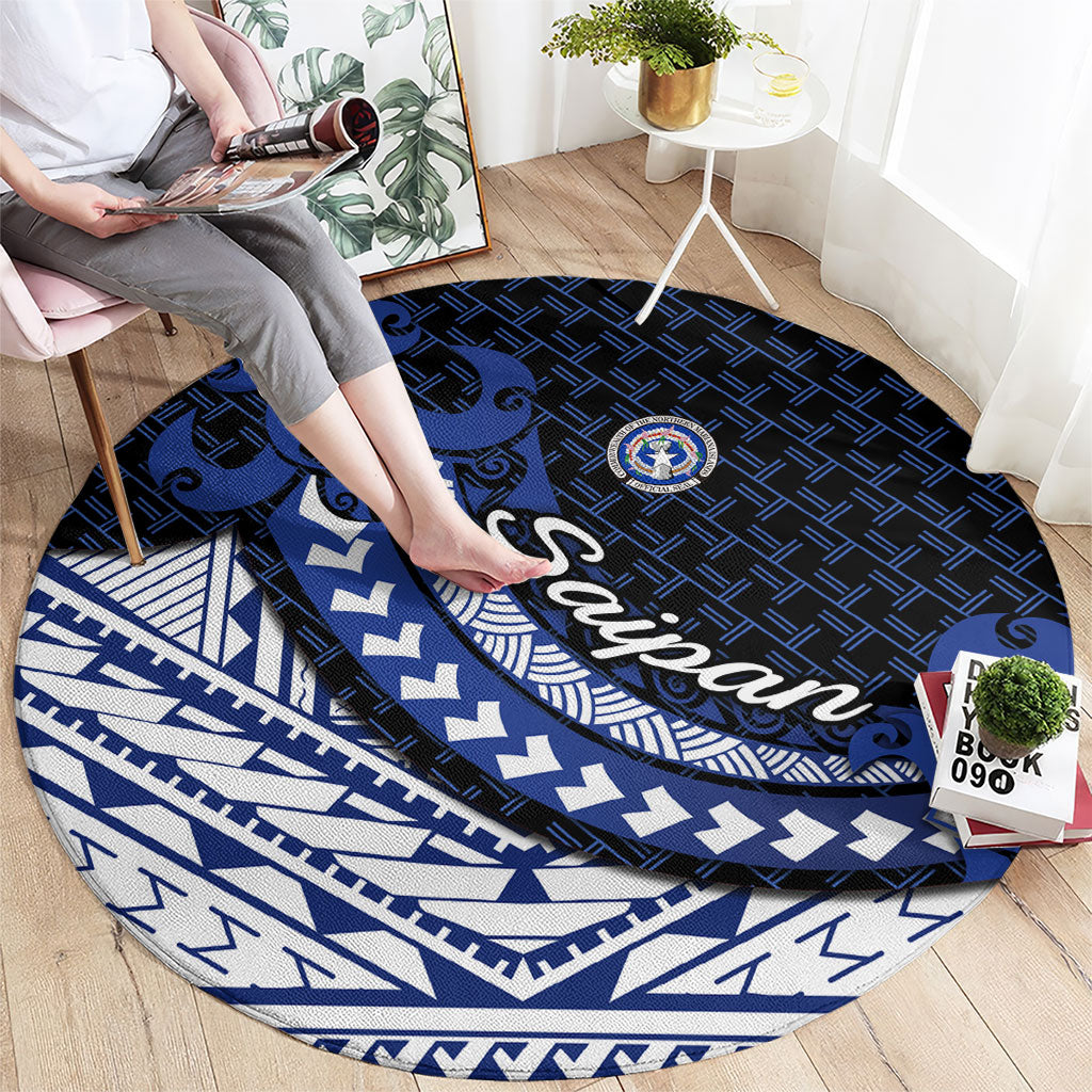 Northern Mariana Islands Saipan Round Carpet Polynesian Tribal Pattern - Commonwealth Seal Art TS04 - Polynesian Pride