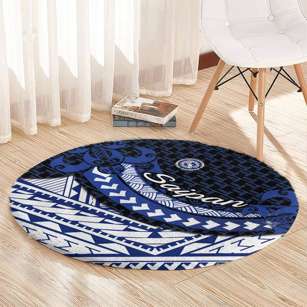 Northern Mariana Islands Saipan Round Carpet Polynesian Tribal Pattern - Commonwealth Seal Art TS04 - Polynesian Pride