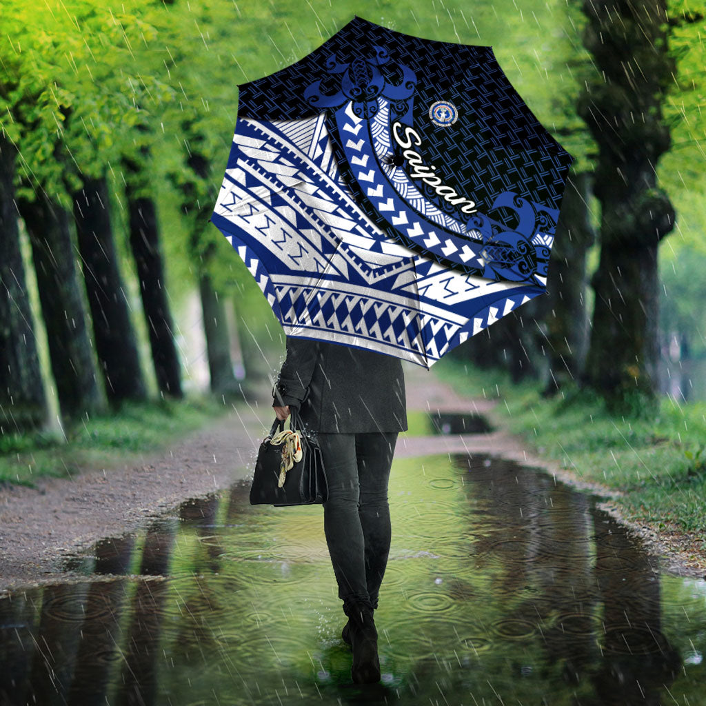 Northern Mariana Islands Saipan Umbrella Polynesian Tribal Pattern - Commonwealth Seal Art TS04 - Polynesian Pride