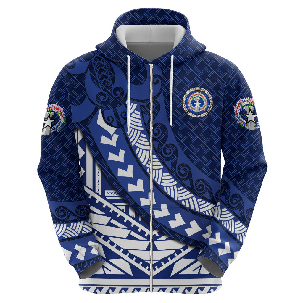 Northern Mariana Islands Saipan Zip Hoodie Polynesian Tribal Pattern - Commonwealth Seal Art TS04 - Polynesian Pride
