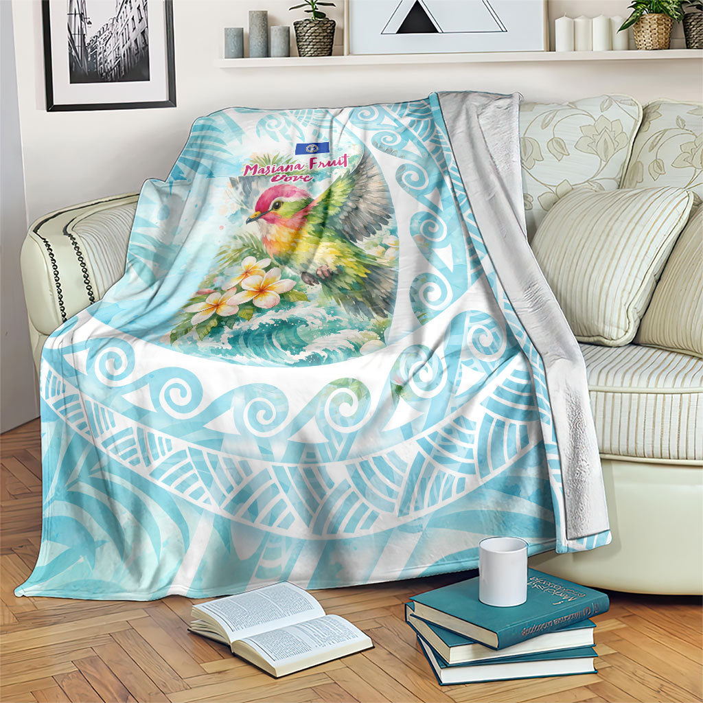 Saipan CMNI Blanket Polynesian Northern Mariana Islands Fruit Dove Watercolor