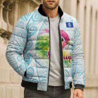 Saipan CMNI Bomber Puffer Jacket Polynesian Northern Mariana Islands Fruit Dove Watercolor TS04 - Polynesian Pride