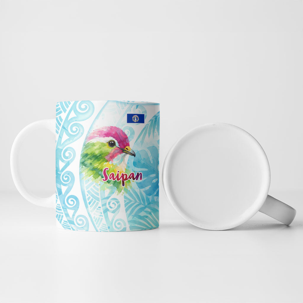 Saipan CMNI Ceramic Mug Polynesian Northern Mariana Islands Fruit Dove Watercolor TS04 - Polynesian Pride