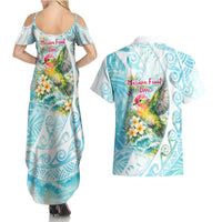 Saipan CMNI Couples Matching Summer Maxi Dress and Hawaiian Shirt Polynesian Northern Mariana Islands Fruit Dove Watercolor