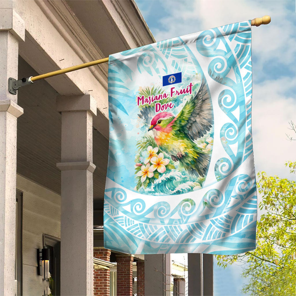 Saipan CMNI Garden Flag Polynesian Northern Mariana Islands Fruit Dove Watercolor TS04 House Flag Blue White - Polynesian Pride