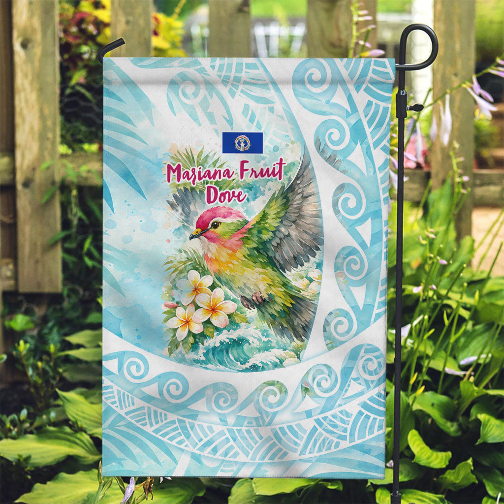 Saipan CMNI Garden Flag Polynesian Northern Mariana Islands Fruit Dove Watercolor TS04 Garden Flag Blue White - Polynesian Pride