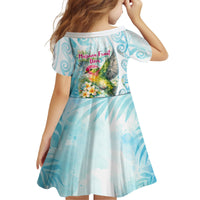 Saipan CMNI Kid Short Sleeve Dress Polynesian Northern Mariana Islands Fruit Dove Watercolor TS04 - Polynesian Pride