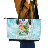Saipan CMNI Leather Tote Bag Polynesian Northern Mariana Islands Fruit Dove Watercolor TS04 - Polynesian Pride
