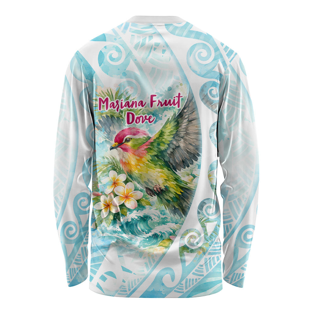 Saipan CMNI Long Sleeve Shirt Polynesian Northern Mariana Islands Fruit Dove Watercolor TS04 - Polynesian Pride