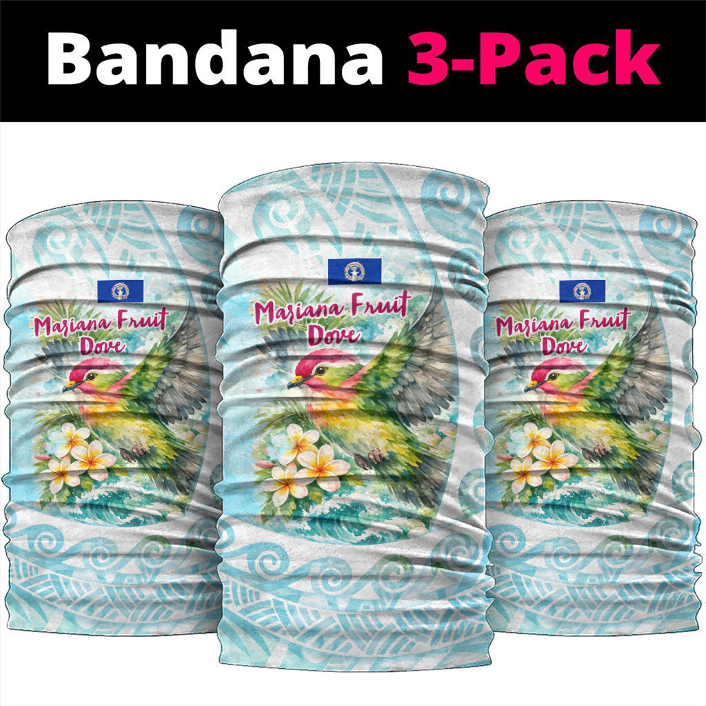 Saipan CMNI Neck Gaiter Polynesian Northern Mariana Islands Fruit Dove Watercolor TS04 package One Size: 25*50cm Blue White - Polynesian Pride