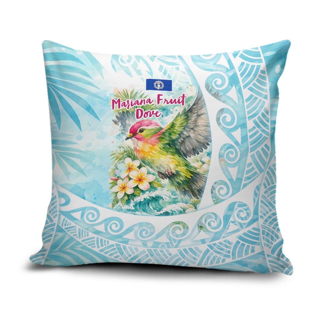 Saipan CMNI Pillow Cover Polynesian Northern Mariana Islands Fruit Dove Watercolor TS04 Blue White - Polynesian Pride