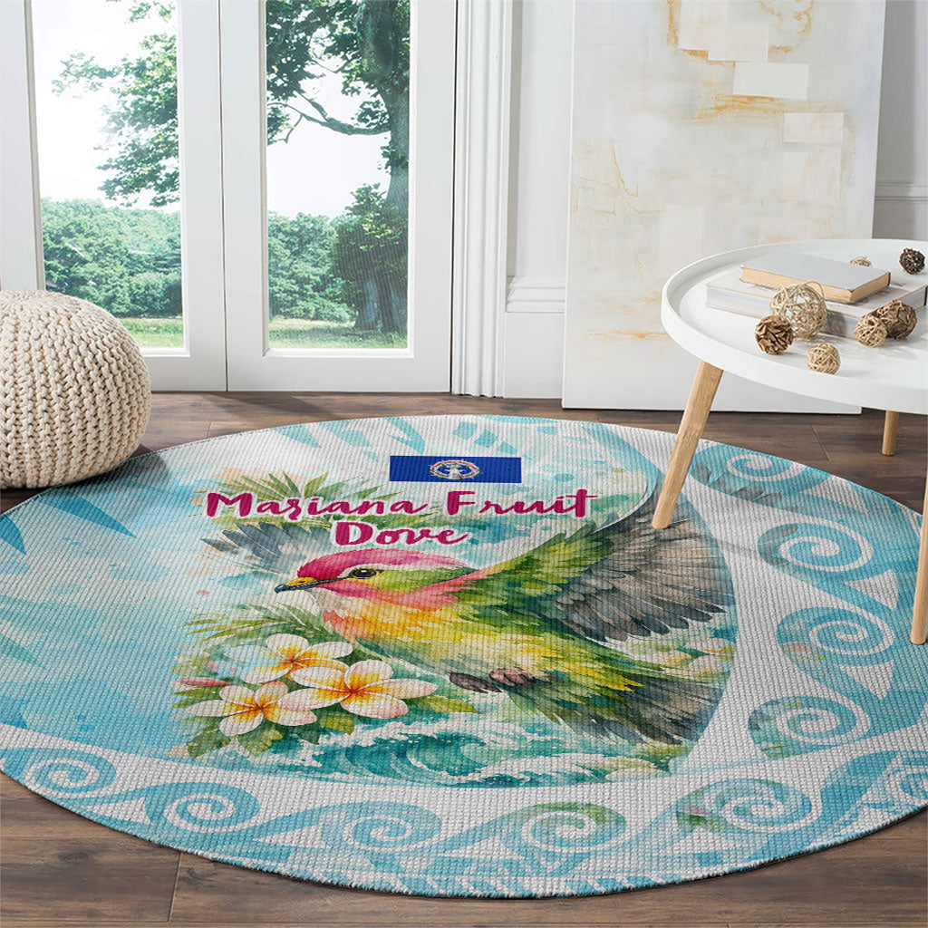 Saipan CMNI Round Carpet Polynesian Northern Mariana Islands Fruit Dove Watercolor TS04 - Polynesian Pride