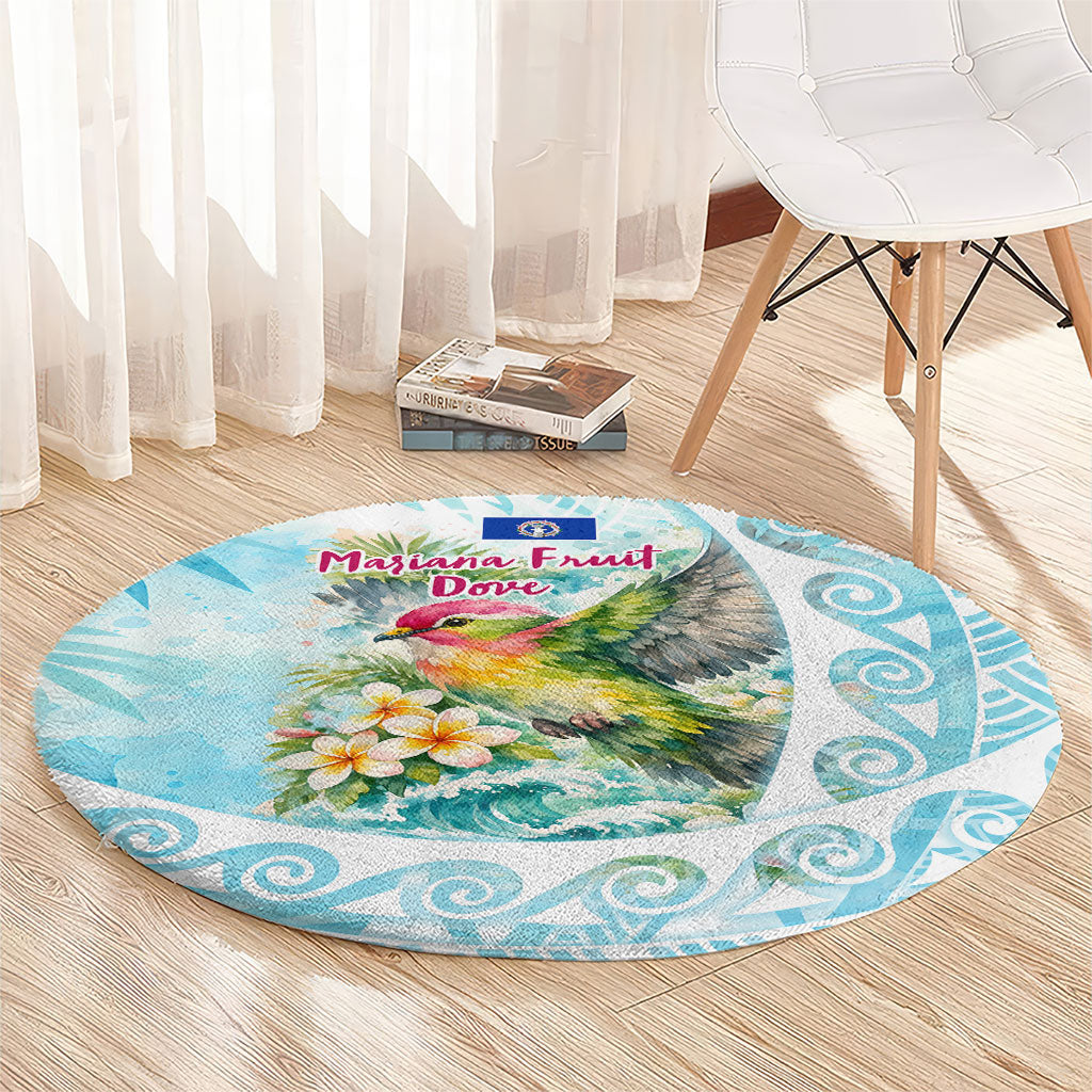 Saipan CMNI Round Carpet Polynesian Northern Mariana Islands Fruit Dove Watercolor TS04 - Polynesian Pride