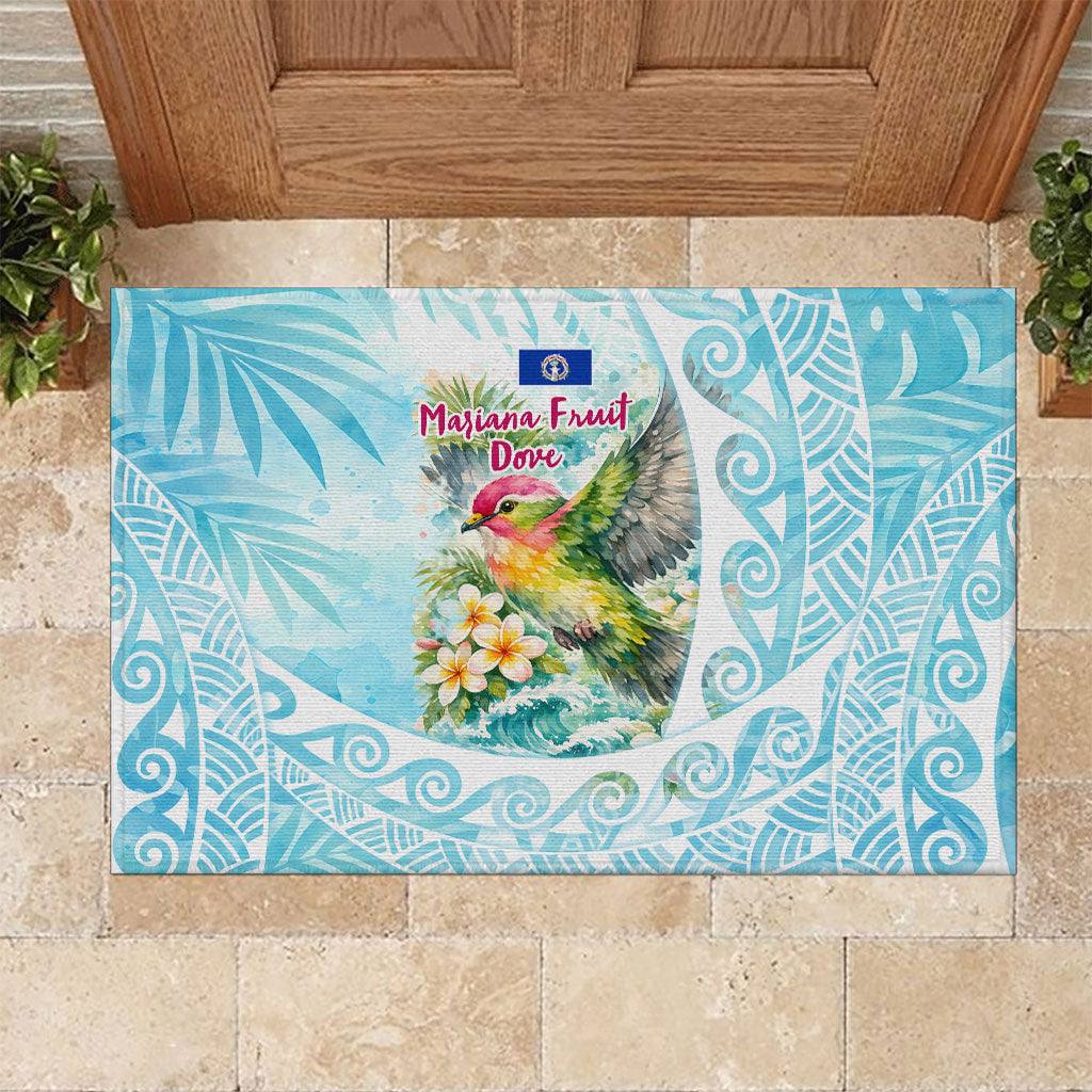 Saipan CMNI Rubber Doormat Polynesian Northern Mariana Islands Fruit Dove Watercolor