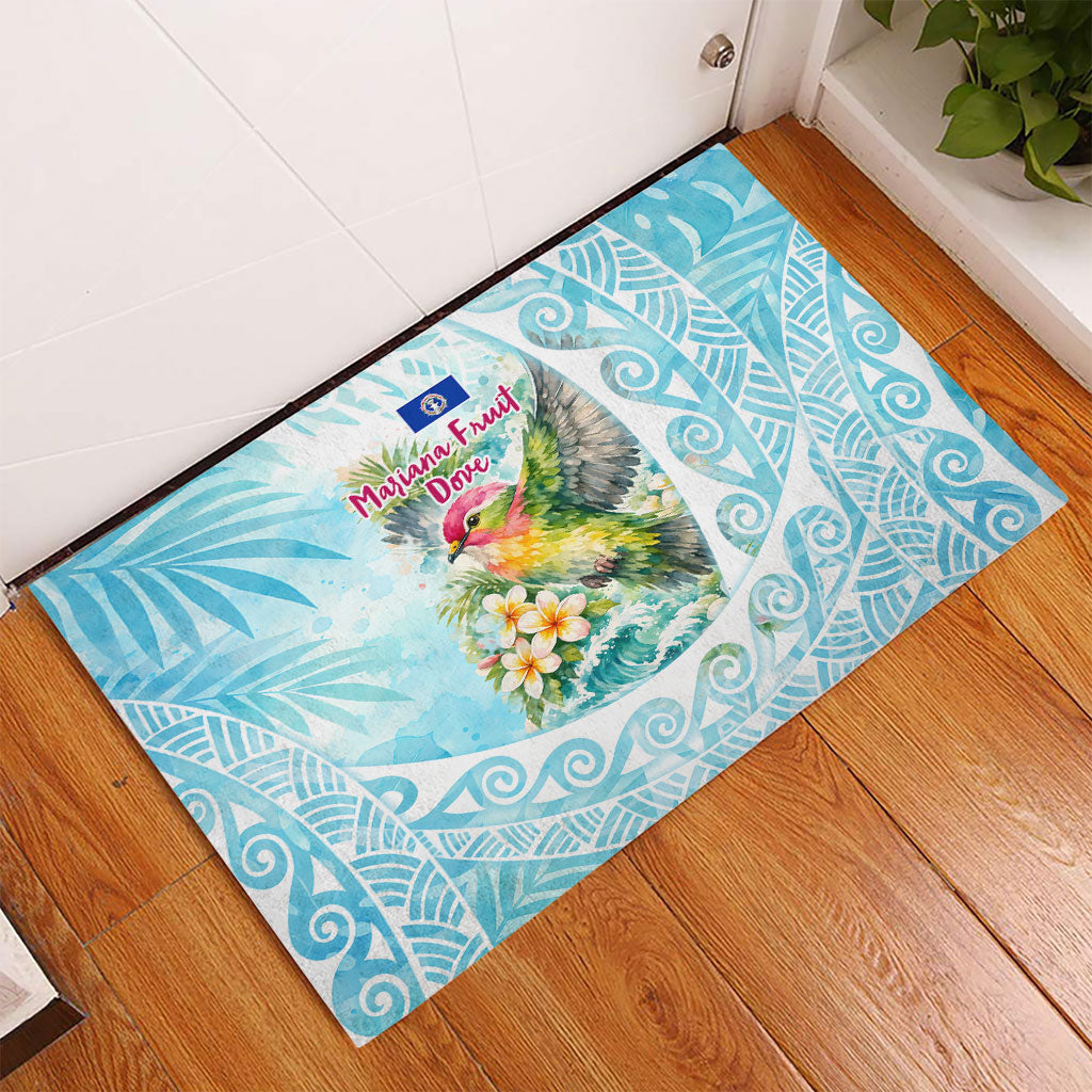 Saipan CMNI Rubber Doormat Polynesian Northern Mariana Islands Fruit Dove Watercolor