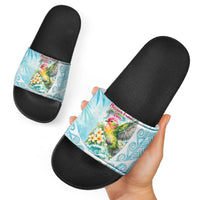 Saipan CMNI Slide Sandals Polynesian Northern Mariana Islands Fruit Dove Watercolor TS04 - Polynesian Pride