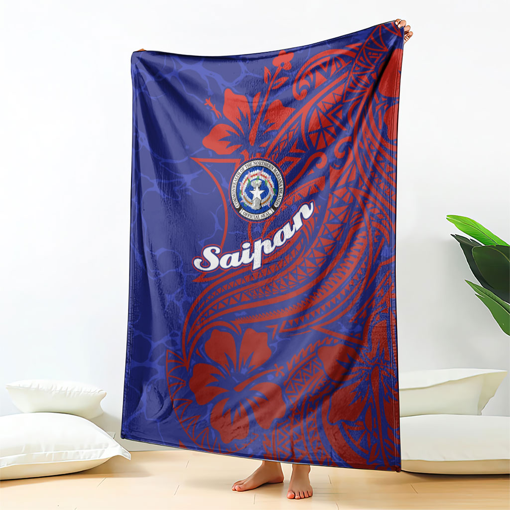 Saipan Northern Mariana Islands Blanket Polynesian Tribal Tattoo Art With Hibiscus Flowers And Seal