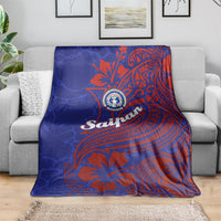 Saipan Northern Mariana Islands Blanket Polynesian Tribal Tattoo Art With Hibiscus Flowers And Seal