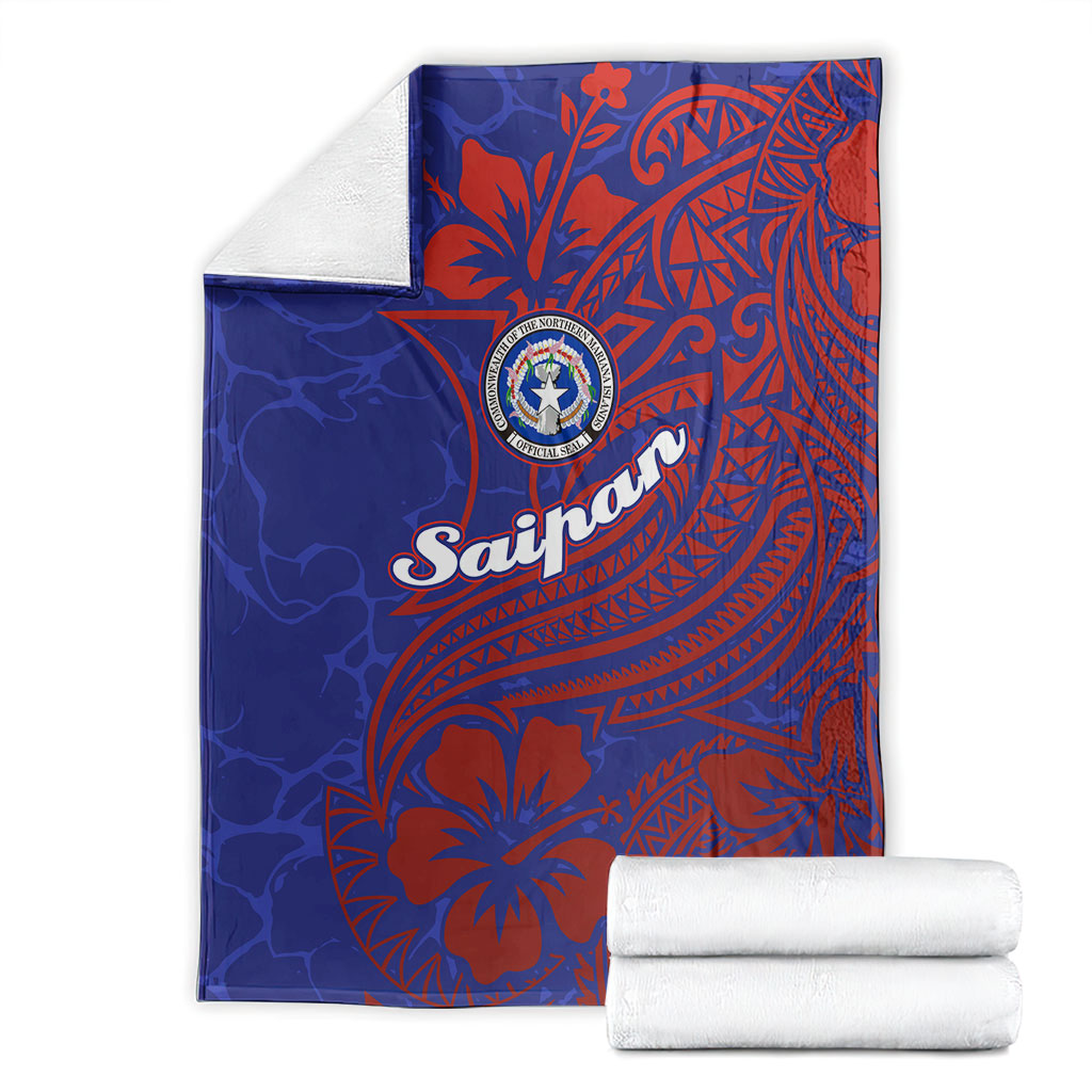 Saipan Northern Mariana Islands Blanket Polynesian Tribal Tattoo Art With Hibiscus Flowers And Seal