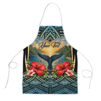 Personalized Masefau American Samoa Whale Apron Polynesian Tribal Pattern Tropical Hibiscus
