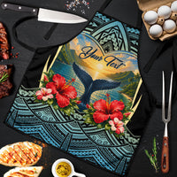 Personalized Masefau American Samoa Whale Apron Polynesian Tribal Pattern Tropical Hibiscus