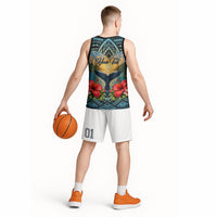 Personalized Masefau American Samoa Whale Basketball Jersey Polynesian Tribal Pattern Tropical Hibiscus