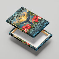 Personalized Masefau American Samoa Whale Canvas Wall Art Polynesian Tribal Pattern Tropical Hibiscus