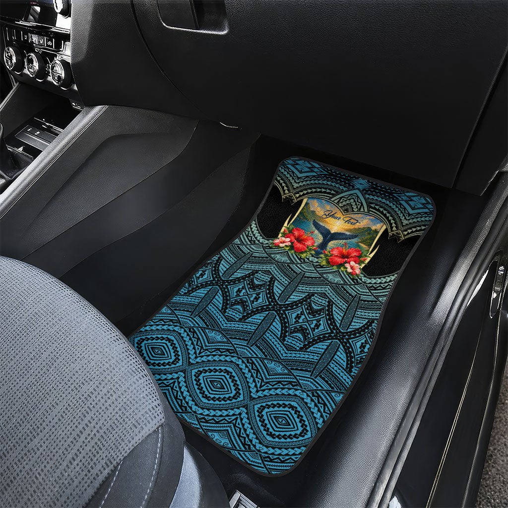 Personalized Masefau American Samoa Whale Car Mats Polynesian Tribal Pattern Tropical Hibiscus