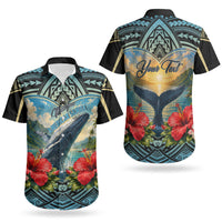 Personalized Masefau American Samoa Whale Couples Matching Mermaid Dress and Hawaiian Shirt Polynesian Tribal Pattern Tropical Hibiscus