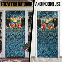 Personalized Masefau American Samoa Whale Door Cover Polynesian Tribal Pattern Tropical Hibiscus