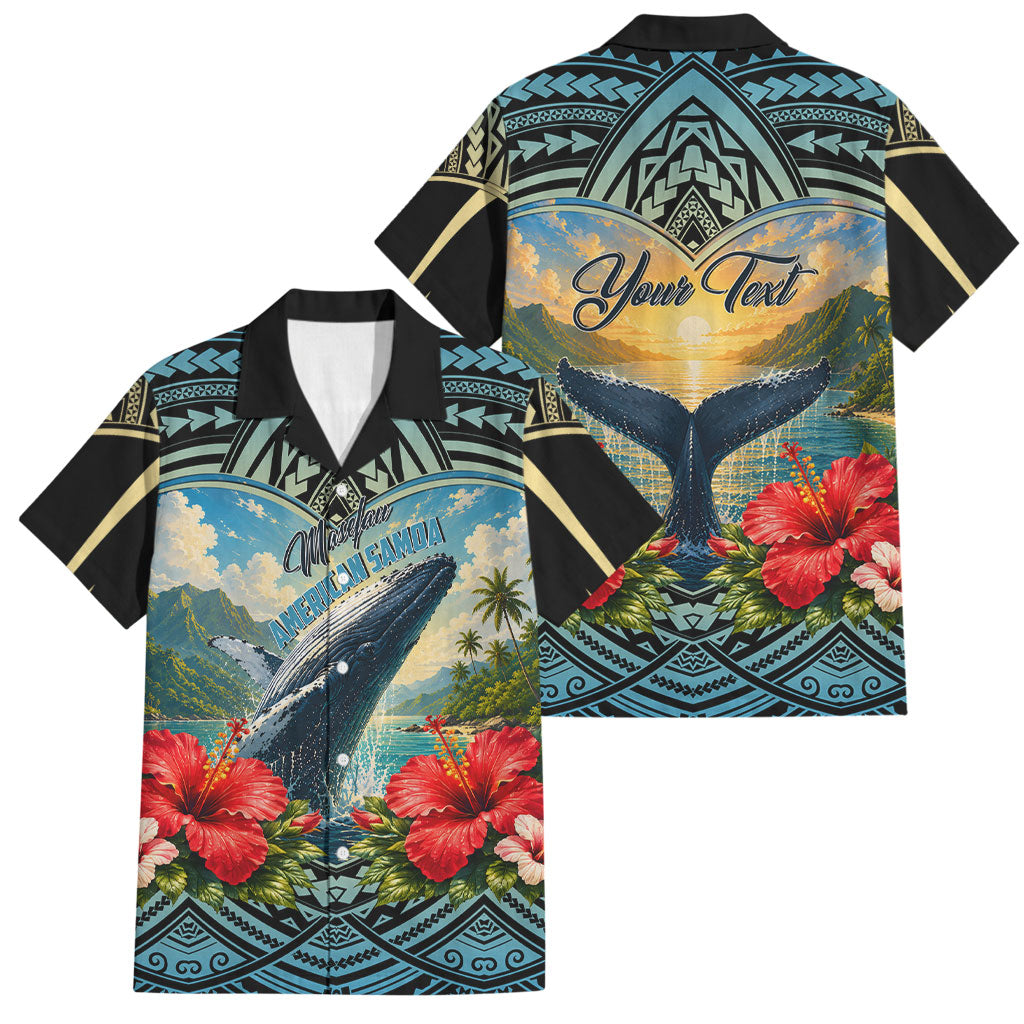 Personalized Masefau American Samoa Whale Family Matching Mermaid Dress and Hawaiian Shirt Polynesian Tribal Pattern Tropical Hibiscus