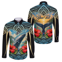 Personalized Masefau American Samoa Whale Family Matching Mermaid Dress and Hawaiian Shirt Polynesian Tribal Pattern Tropical Hibiscus