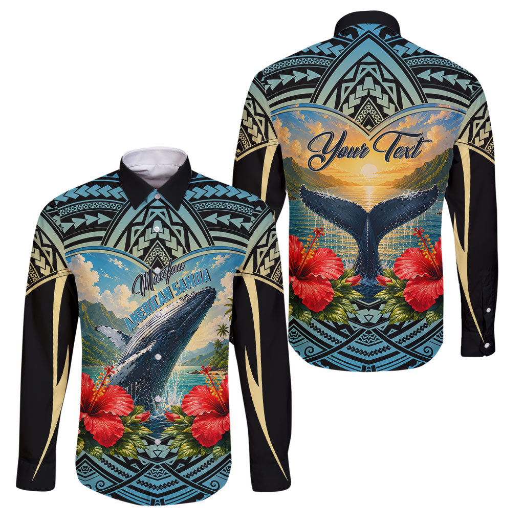 Personalized Masefau American Samoa Whale Family Matching Summer Maxi Dress and Hawaiian Shirt Polynesian Tribal Pattern Tropical Hibiscus