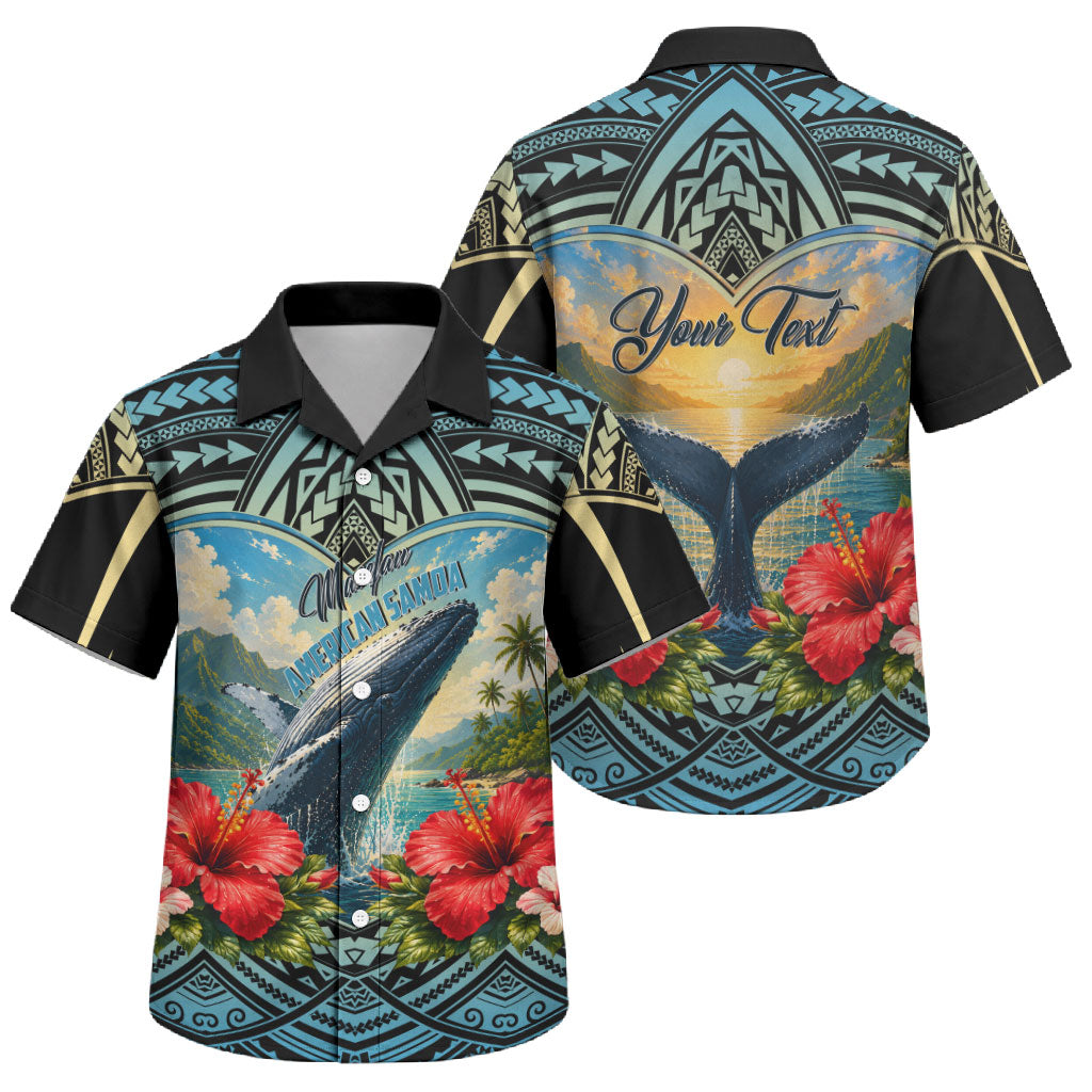 Personalized Masefau American Samoa Whale Family Matching Summer Maxi Dress and Hawaiian Shirt Polynesian Tribal Pattern Tropical Hibiscus
