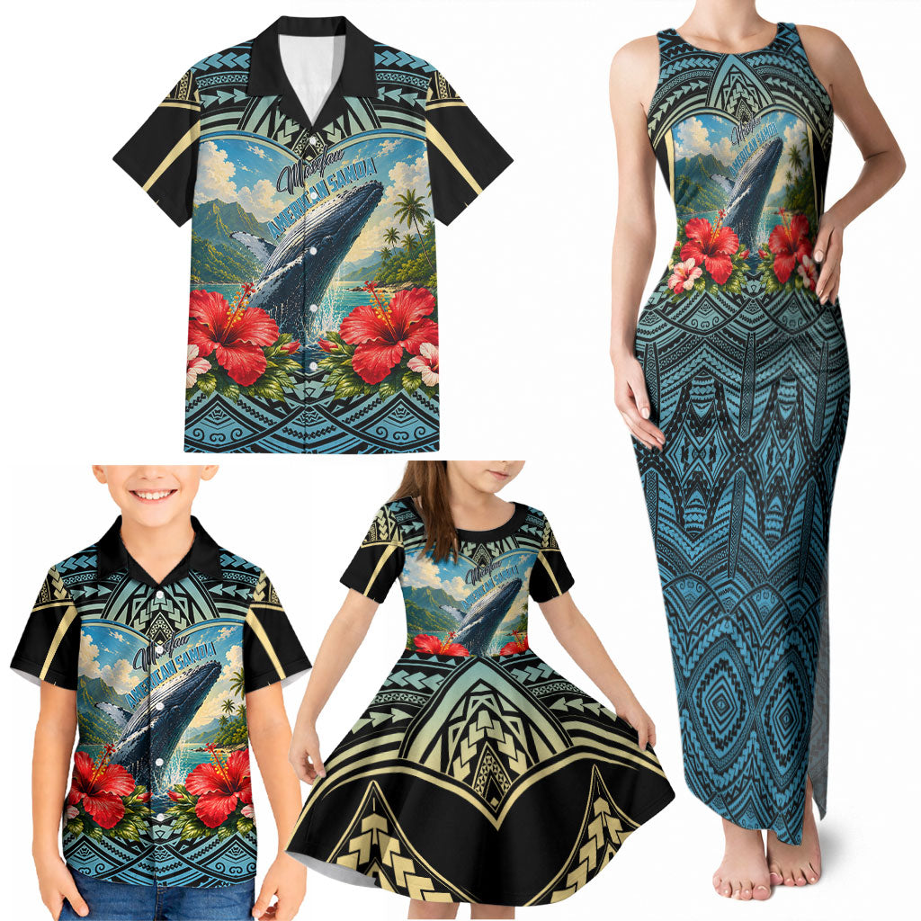 Personalized Masefau American Samoa Whale Family Matching Tank Maxi Dress and Hawaiian Shirt Polynesian Tribal Pattern Tropical Hibiscus TS04 - Polynesian Pride
