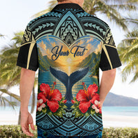 Personalized Masefau American Samoa Whale Hawaiian Shirt Polynesian Tribal Pattern Tropical Hibiscus