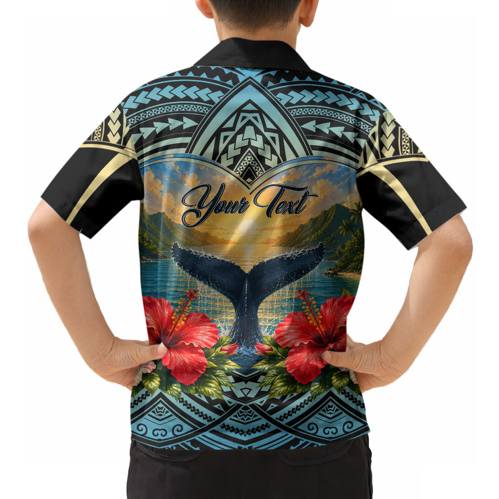 Personalized Masefau American Samoa Whale Hawaiian Shirt Polynesian Tribal Pattern Tropical Hibiscus