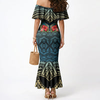 Personalized Masefau American Samoa Whale Mermaid Dress Polynesian Tribal Pattern Tropical Hibiscus