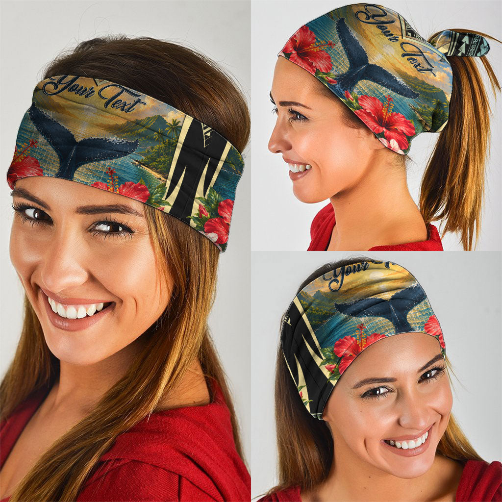 Personalized Masefau American Samoa Whale Neck Gaiter Polynesian Tribal Pattern Tropical Hibiscus