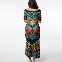 Personalized Masefau American Samoa Whale Puletasi Polynesian Tribal Pattern Tropical Hibiscus